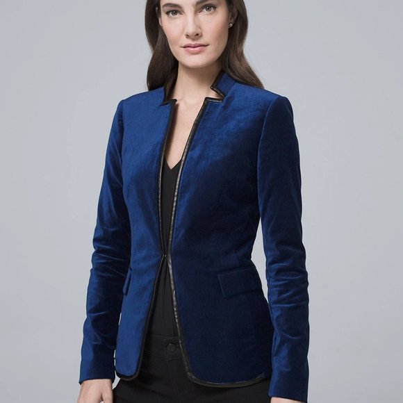 White House Black Market Jackets & Blazers - White House Black Market Blue Velvet Holiday Party Suit Jacket Blazer Si…